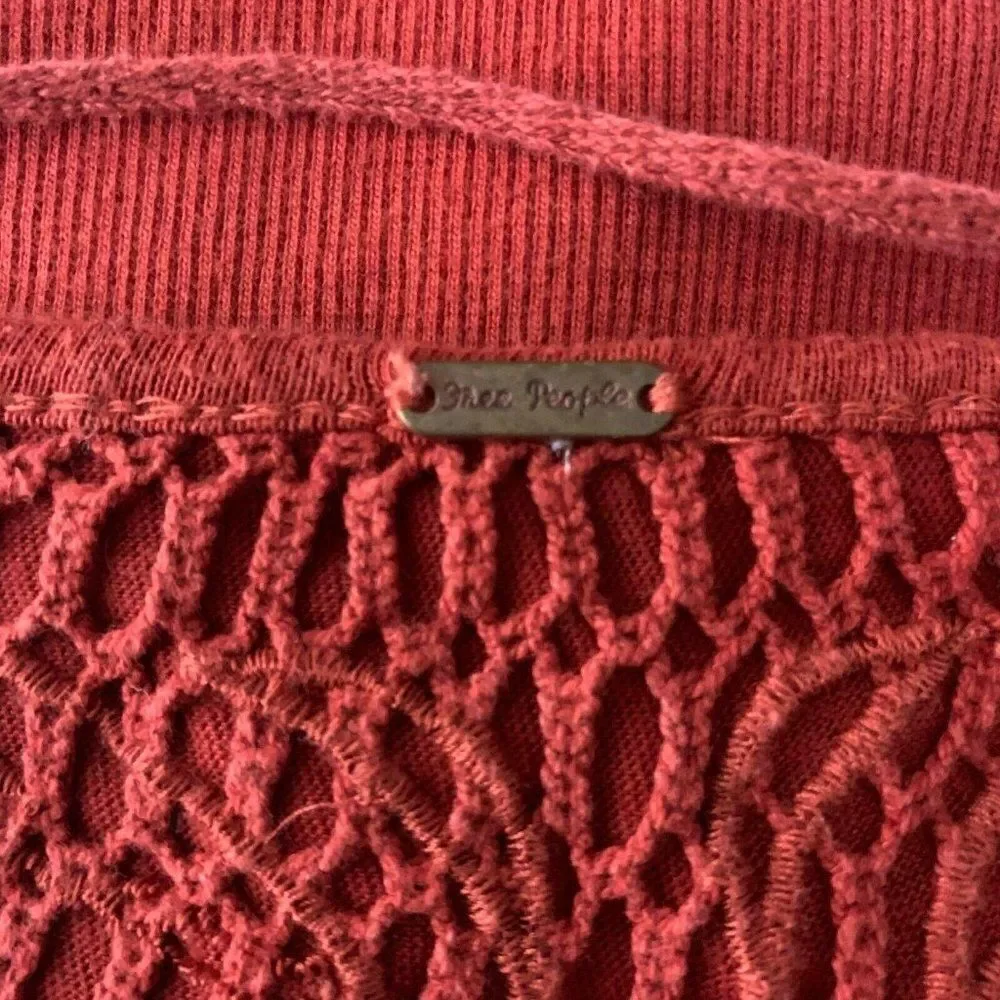 Free People Ribbed Knit Top S Burnt Orange